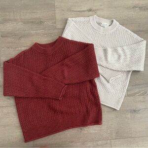 Universal Thread Crewneck Sweater Duo in Burnt Orange/Red and Cream